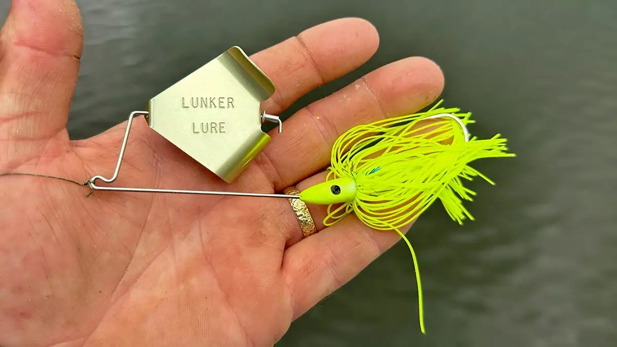 What lures we're throwing this July: the Lunker Lure Buzzbait.