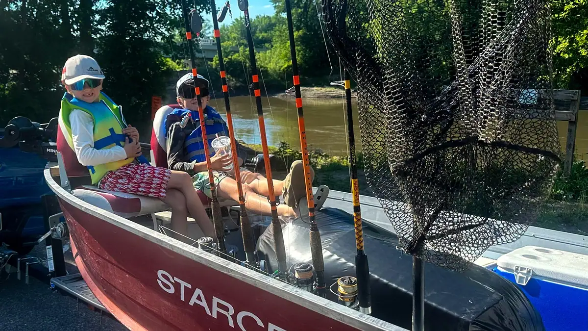 Isaac and Teddy Richert during their family fishing trip with their dad Phil.