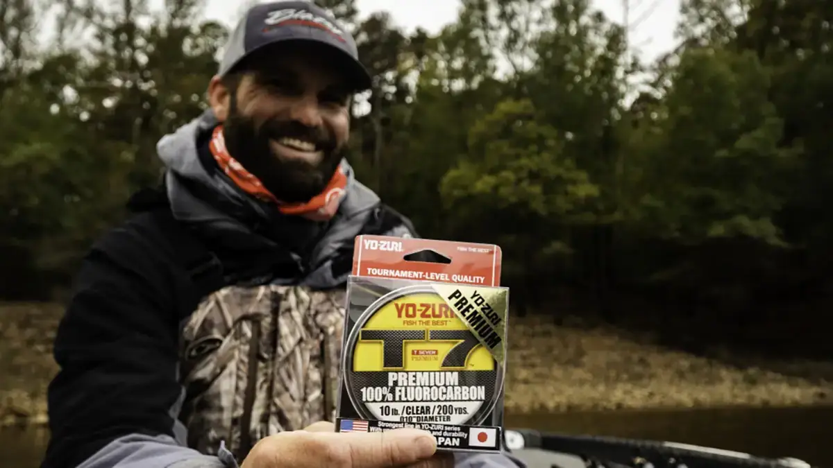 A 200-yard spool of Yo-Zuri's 14-pound T7 Fluorocarbon.