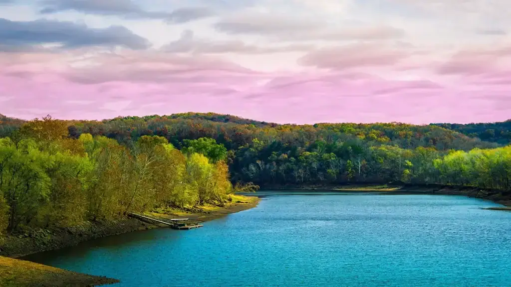Tranquil autumn landscape along the Osage River.
