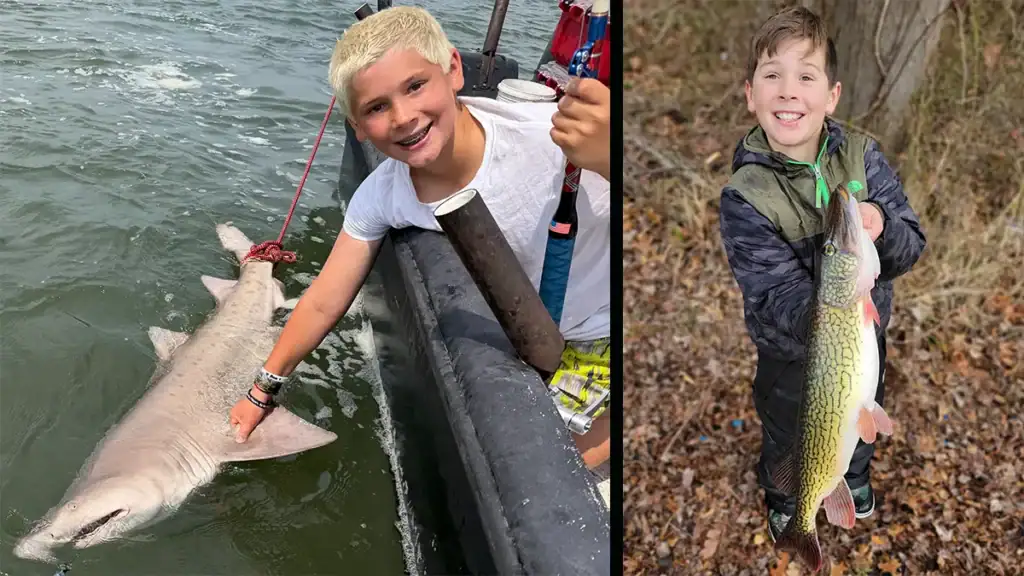 Talan Vrablic and pickerel, sand tiger