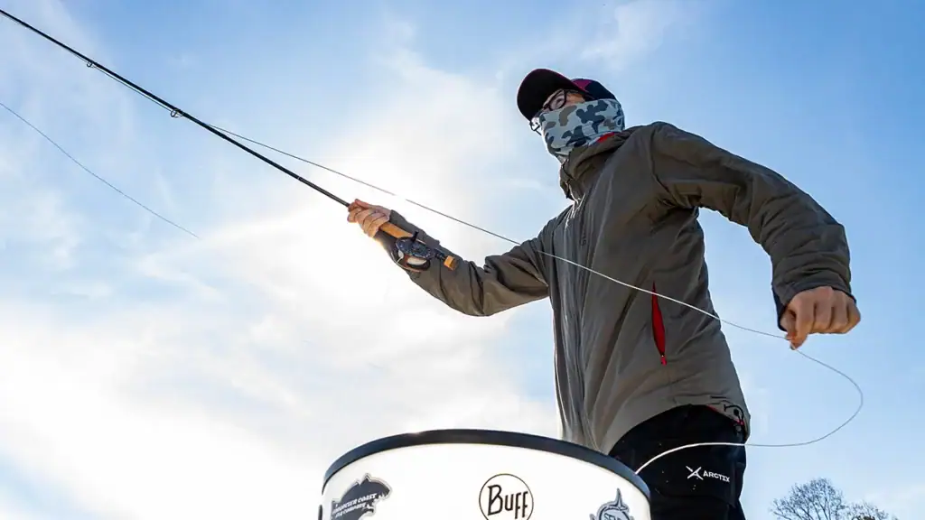 Casting while fishing for freshwater stripers.