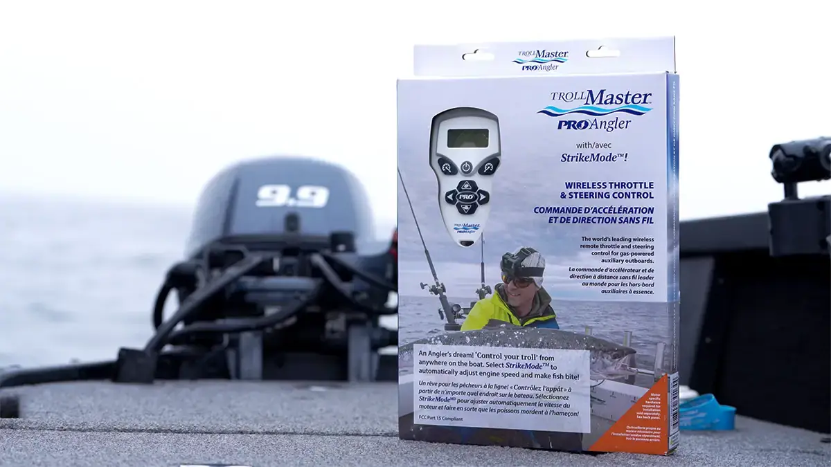 Troll Master in its package on board a boat.